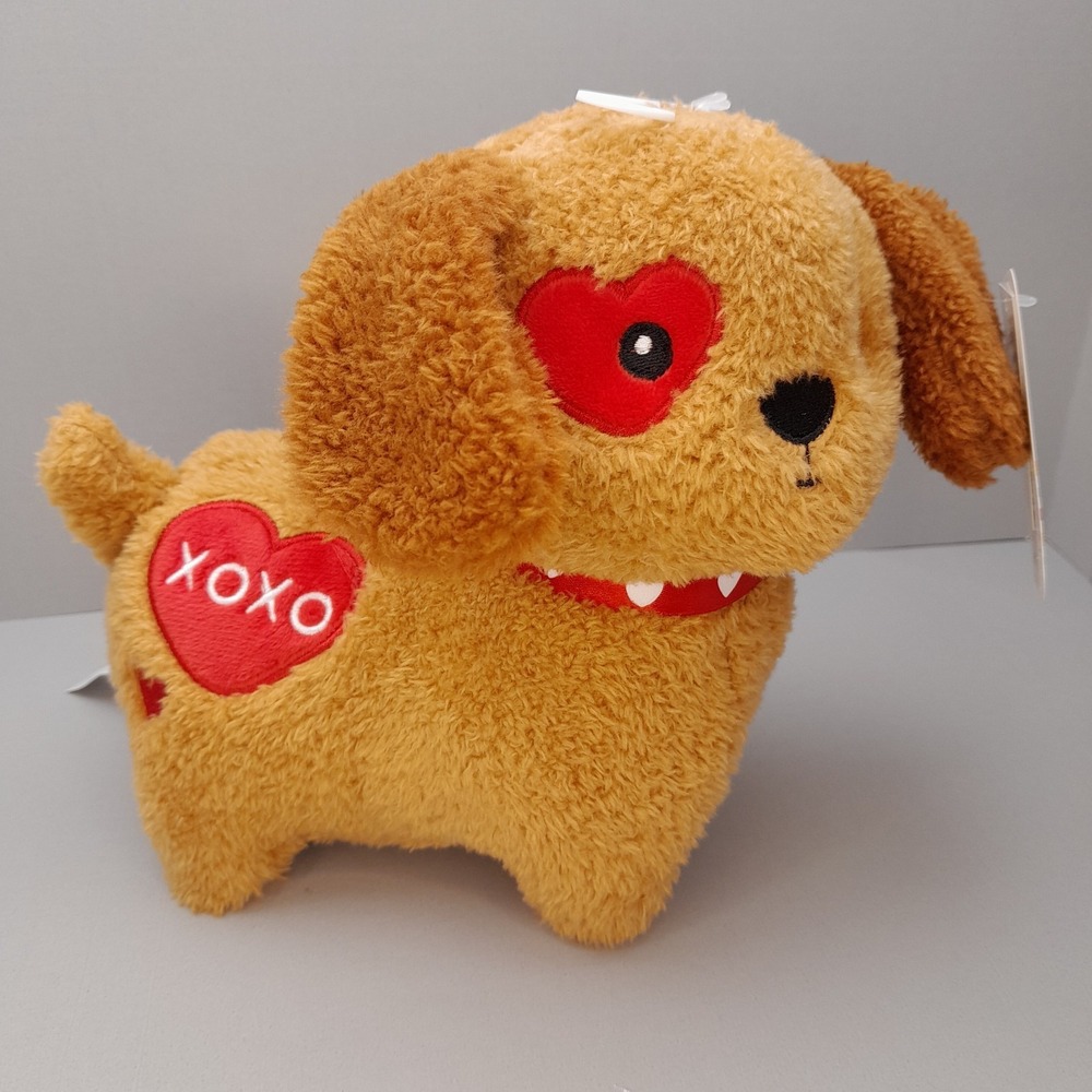 American Greetings Dog XOXO Heart Plush 8" Brown Stuffed Animal NWT Toy - Picture 3 of 8